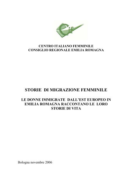 STORIE DI MIGRAZIONE FEMMINILE - Comune di Bologna