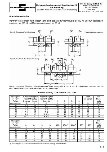 Produktblatt PDF - Wilhelm Schley Hamburg