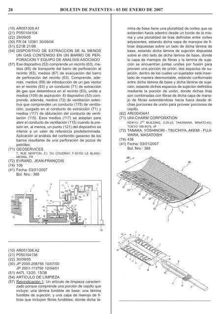 boletin de patentes - Instituto Nacional de la Propiedad Industrial