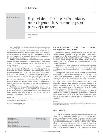 El papel del litio en las enfermedades neurodegenerativas: nuevos ...