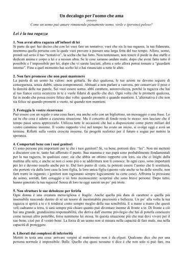 Un decalogo per l'uomo che ama Lei è la tua ragazza - Partecipiamo.it
