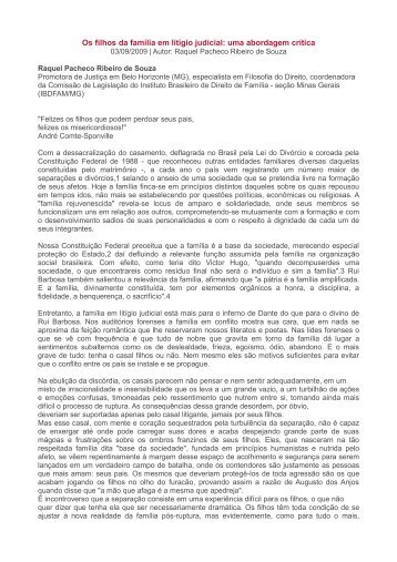 Os filhos da família em litígio judicial: uma abordagem crítica
