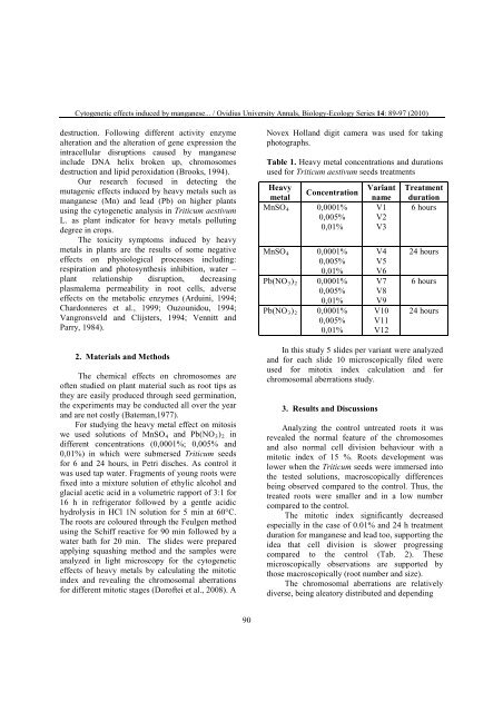 VOLUM OMAGIAL - Facultatea de Ştiinţe ale Naturii şi Ştiinţe Agricole