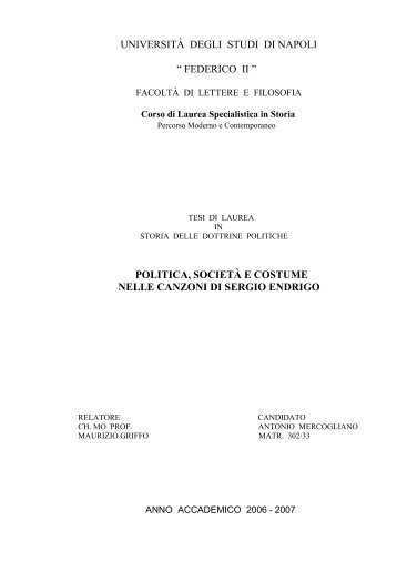 politica, società e costume nelle canzoni di sergio endrigo