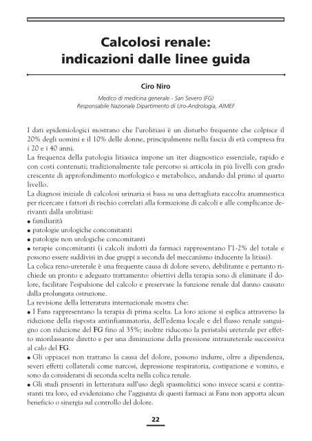 Calcolosi renale: indicazioni dalle linee guida - Passoni Editore