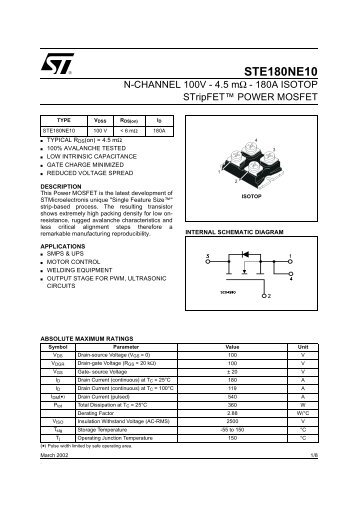N-CHANNEL 100V - 4.5 MOHM -180A ISOTOP STRIPFET POWER ...