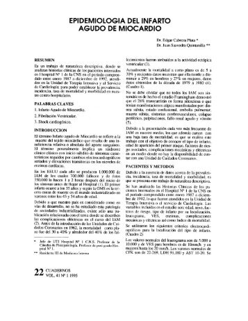 EPIDEMIOLOGIA DEL INFARTO AGUDO DE MIOCARDIO