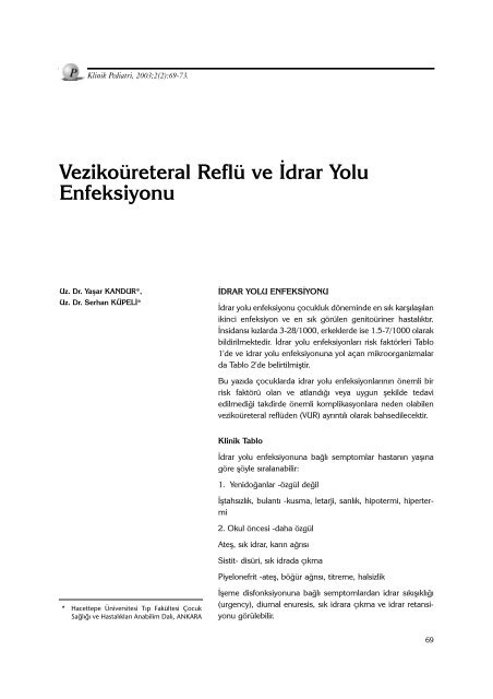 Vezikoüreteral Reflü ve İdrar Yolu Enfeksiyonu