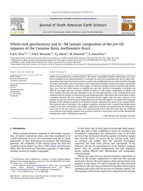 Whole-rock geochemistry and Sr-Nd isotopic composition of ... - CPRM