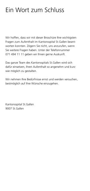 Patienteninformation Kantonsspital St.gallen