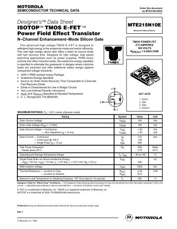 ISOTOP™TMOS E-FET.™ Power Field Effect Transistor