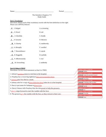 Chapters 7-9 Study Guide Answers - Miss Hall's Reading Wiki