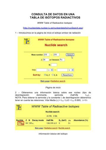 CONSULTA DE DATOS EN UNA TABLA DE ISÓTOPOS ...