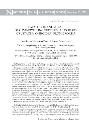 (crustacea: oniscidea) from croatia - HBSD