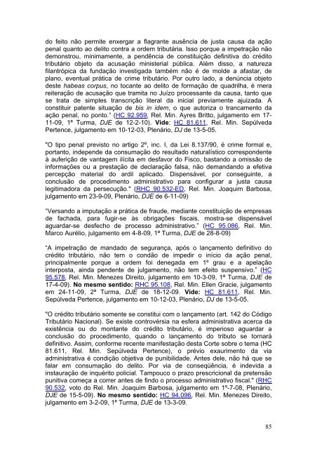 Coletânea de Jurisprudência do STF em Temas Penais