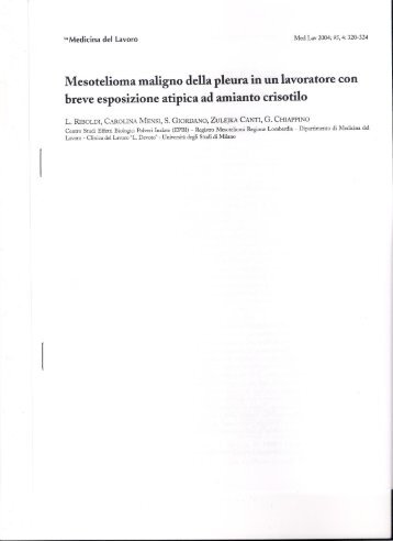 Mesotelioma maligno della pleura in un lavoratore con - Ospedale ...