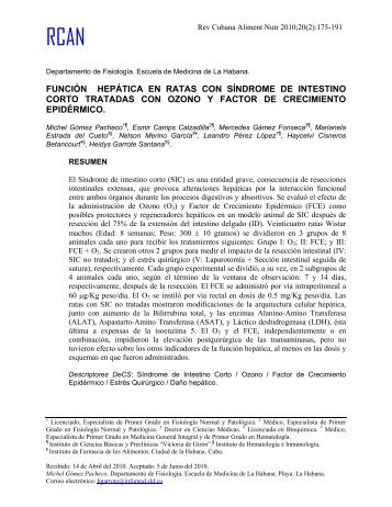 función hepática en ratas con síndrome de intestino corto ... - Infomed
