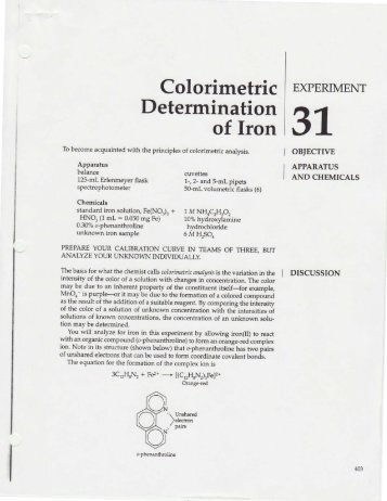 Colorimetric Determination of Iron