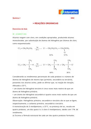 Tema 10 - Reações Orgânicas