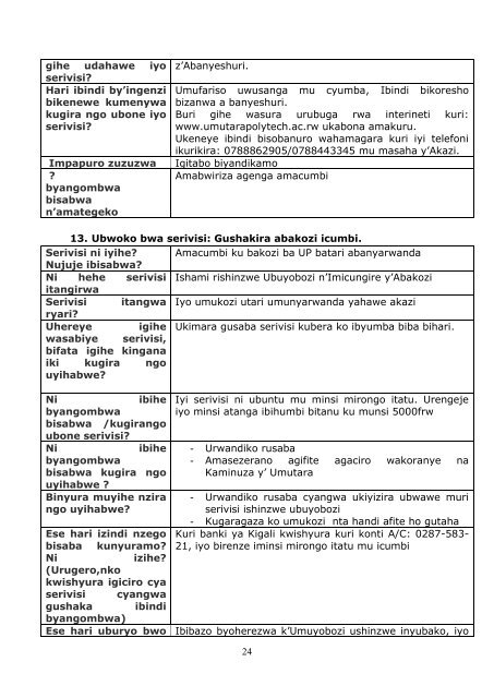 UMUTARA POLYTECH(Kinyarwanda) - Mifotra