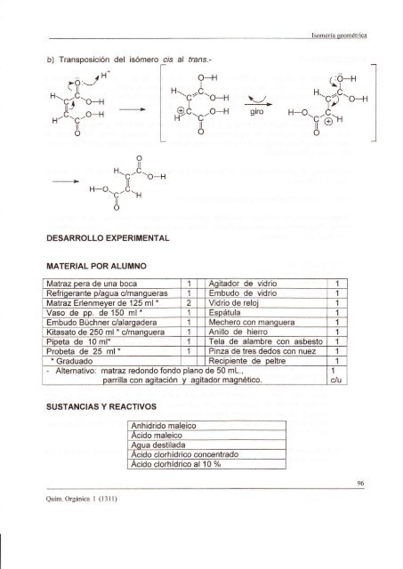 Trasposicion de anhidrido maleico a acido ... - quimica organica