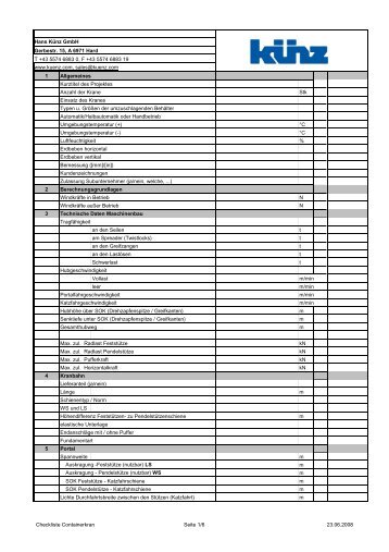 Checkliste Containerkran