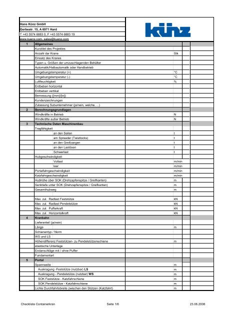 Checkliste Containerkran