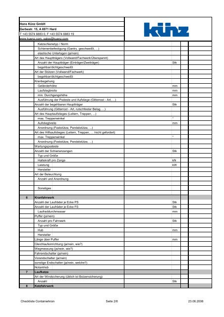 Checkliste Containerkran