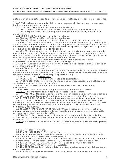 diccionario de terminología cartográfica - sig agropecuario