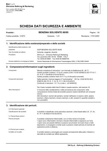 scheda dati sicurezza e ambiente