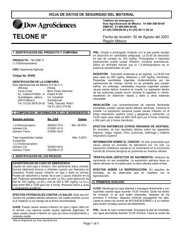 HOJA DE DATOS DE SEGURIDAD DEL MATERIAL - sinat