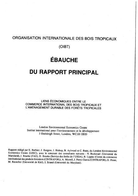 DU RAPPORT PRINCIPAL - ITTO