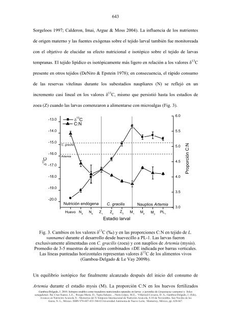 Isótopos estables como trazadores nutricionales naturales en larvas ...