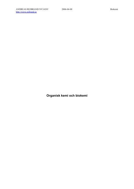 Organisk Kemi Och Biokemi Rejbrand Se