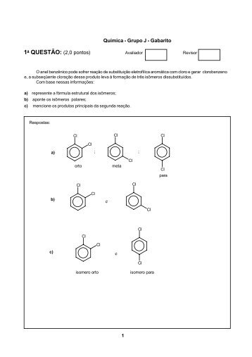 1a QUESTÃO: (2,0 pontos) Química - Grupo J - Gabarito e e - Uff