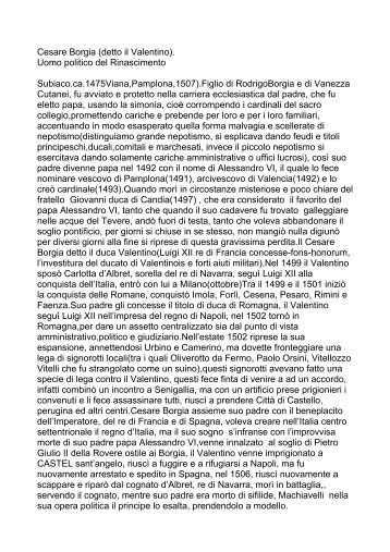 Cesare Borgia (detto il Valentino). Uomo politico del ... - Altervista