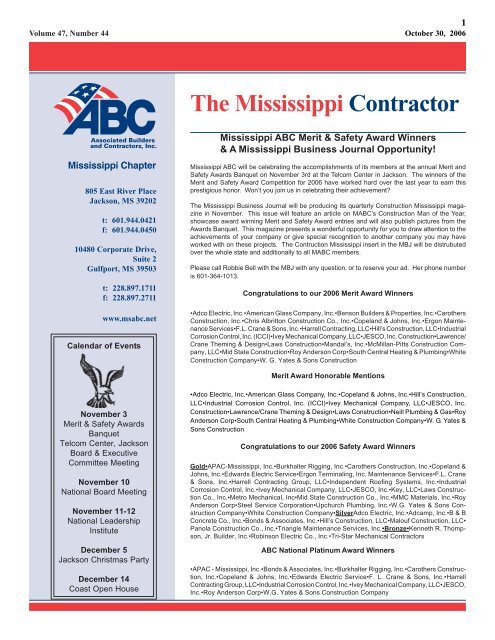 10-30-2006 The Mississippi Contractor.pdf - Msabc.net