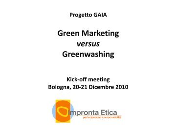 Il ruolo delle imprese EcoMarketing e GreenWashing - Comune di ...