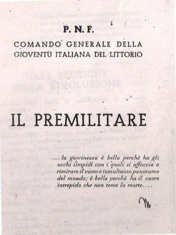 P.N.F. Comando Generale della Gioventù Italiana del Littorio
