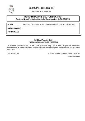 ALBO DEI BENEFICIARI DELL'ANNO 2012.pdf - Comune di Erchie