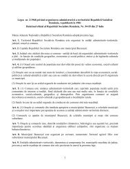 Legea nr. 2/1968 privind organizarea administrativă a teritoriului ...