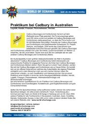 Praktikum bei Cadbury in Australien - XChange