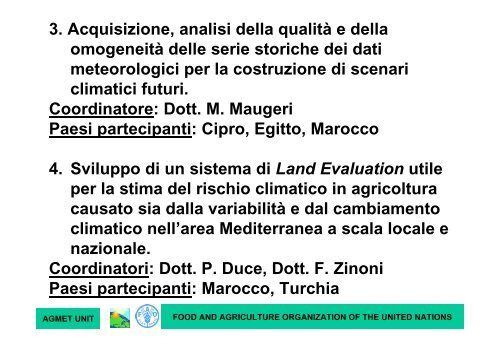 Il contributo di CLIMAGRI ai programmi della FAO sul ... - Arpa