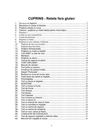 CUPRINS - Retete fara gluten - Ganduri arhivate