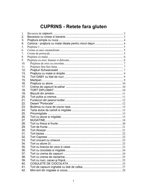 CUPRINS - Retete fara gluten - Ganduri arhivate