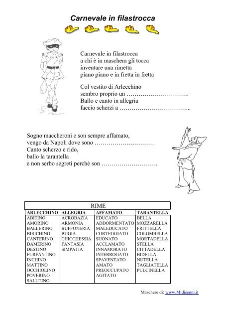 Carnevale In Filastrocca Maestra Sabry