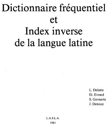 Dictionnaire fréquentiel Index inverse de la langue latine
