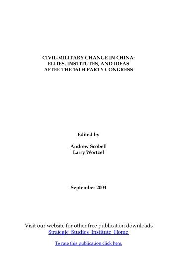 Civil-Military Change in China - Strategic Studies Institute - U.S. Army