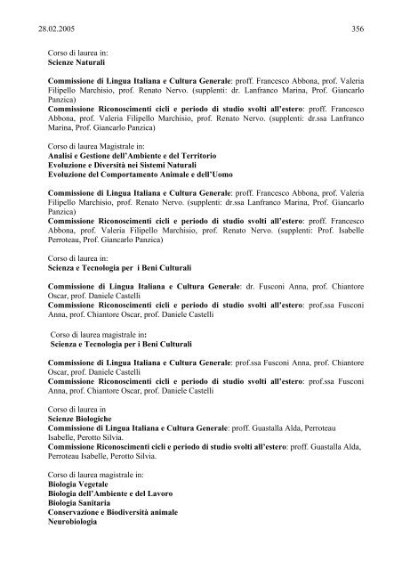 Seduta del 28/02/2005 - Università degli Studi di Torino