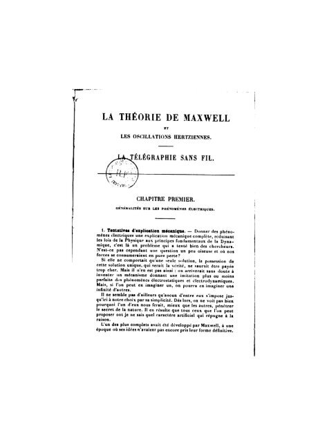La théorie de Maxwell et les oscillations hertziennes - Université ...